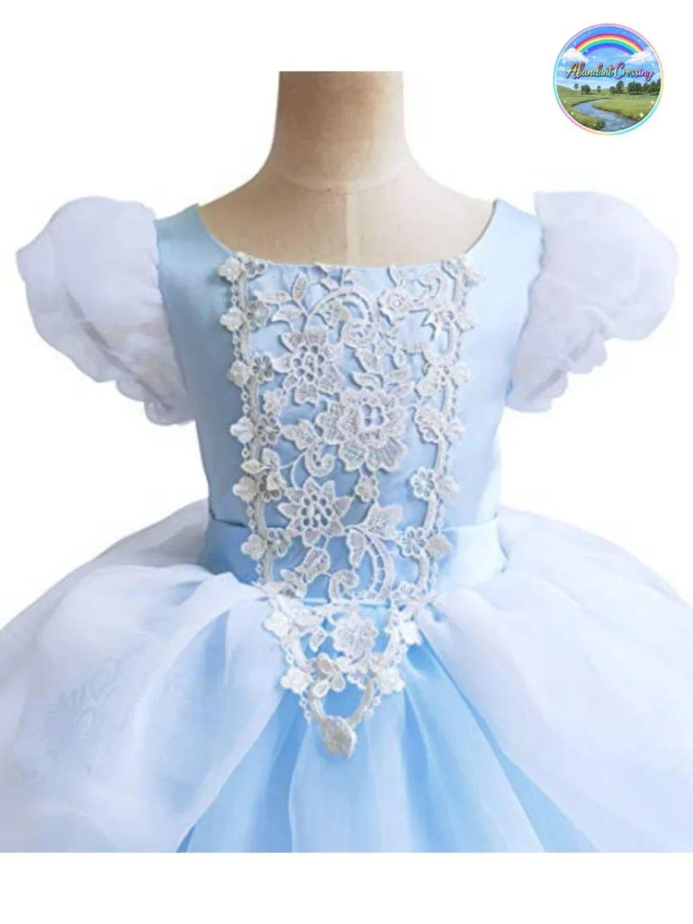 Girls Cinderella Princess Dress Costume with Gloves Satin Tulle Ball Gown
